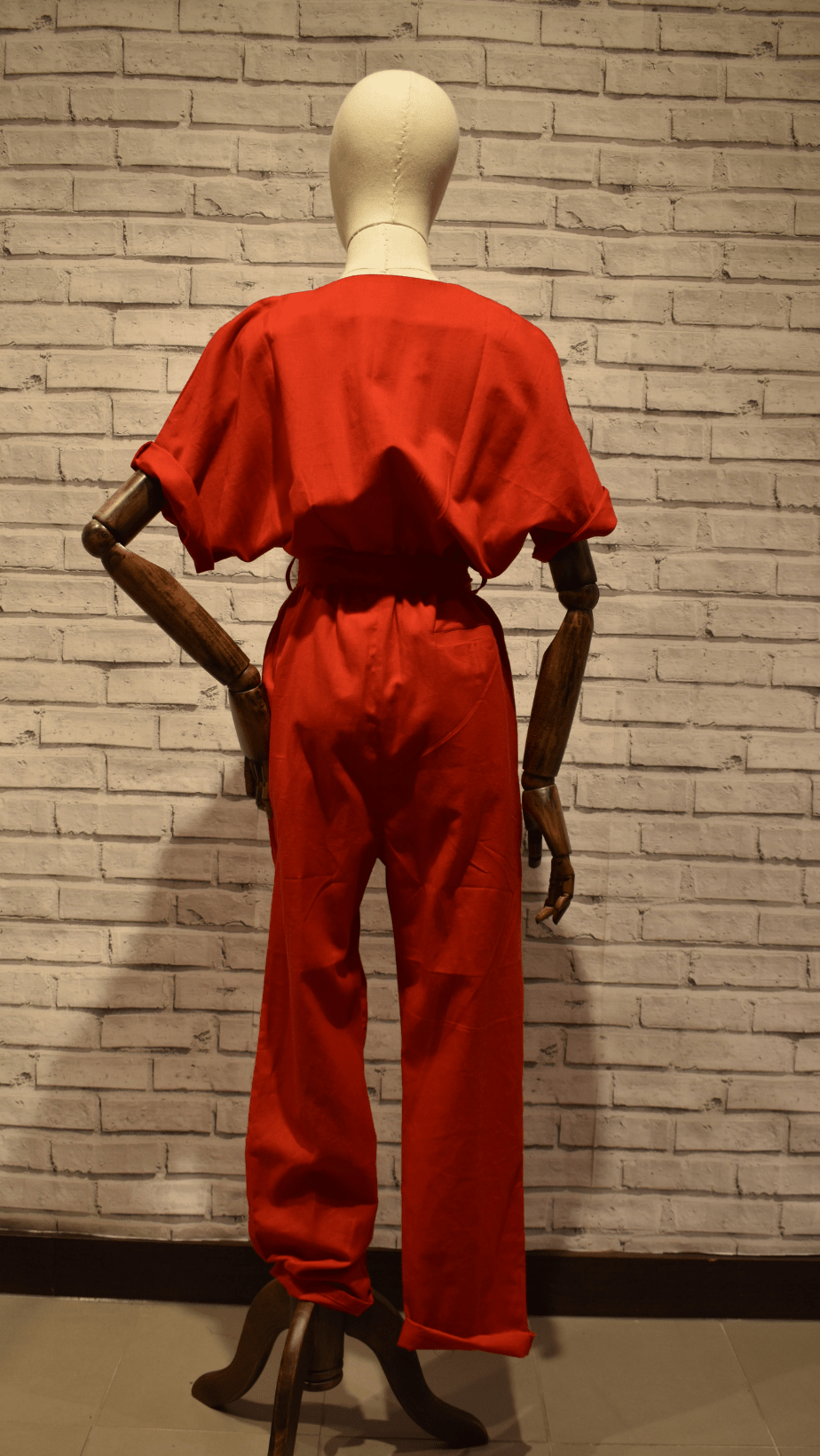 Red Elastic Jumpsuit - Violet Elizabeth - Clothing