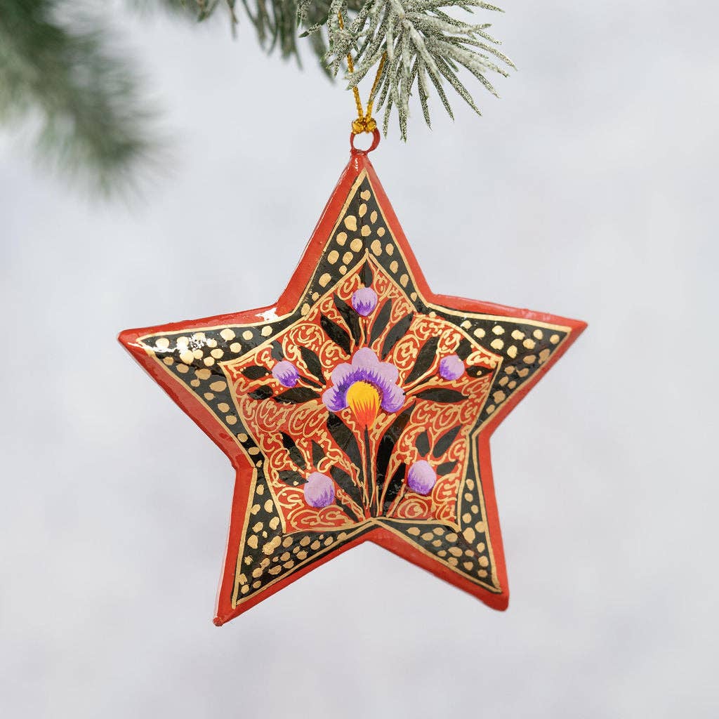 Red Trellis 3D Hanging Star - Violet Elizabeth - Christmas Decorations