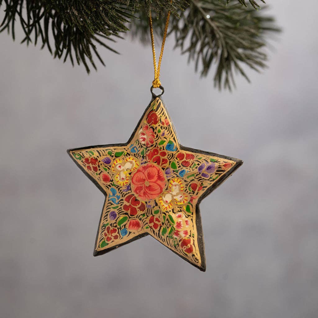 Russian Floral Mini Star Hanging Ornamen - Violet Elizabeth - Christmas Decorations