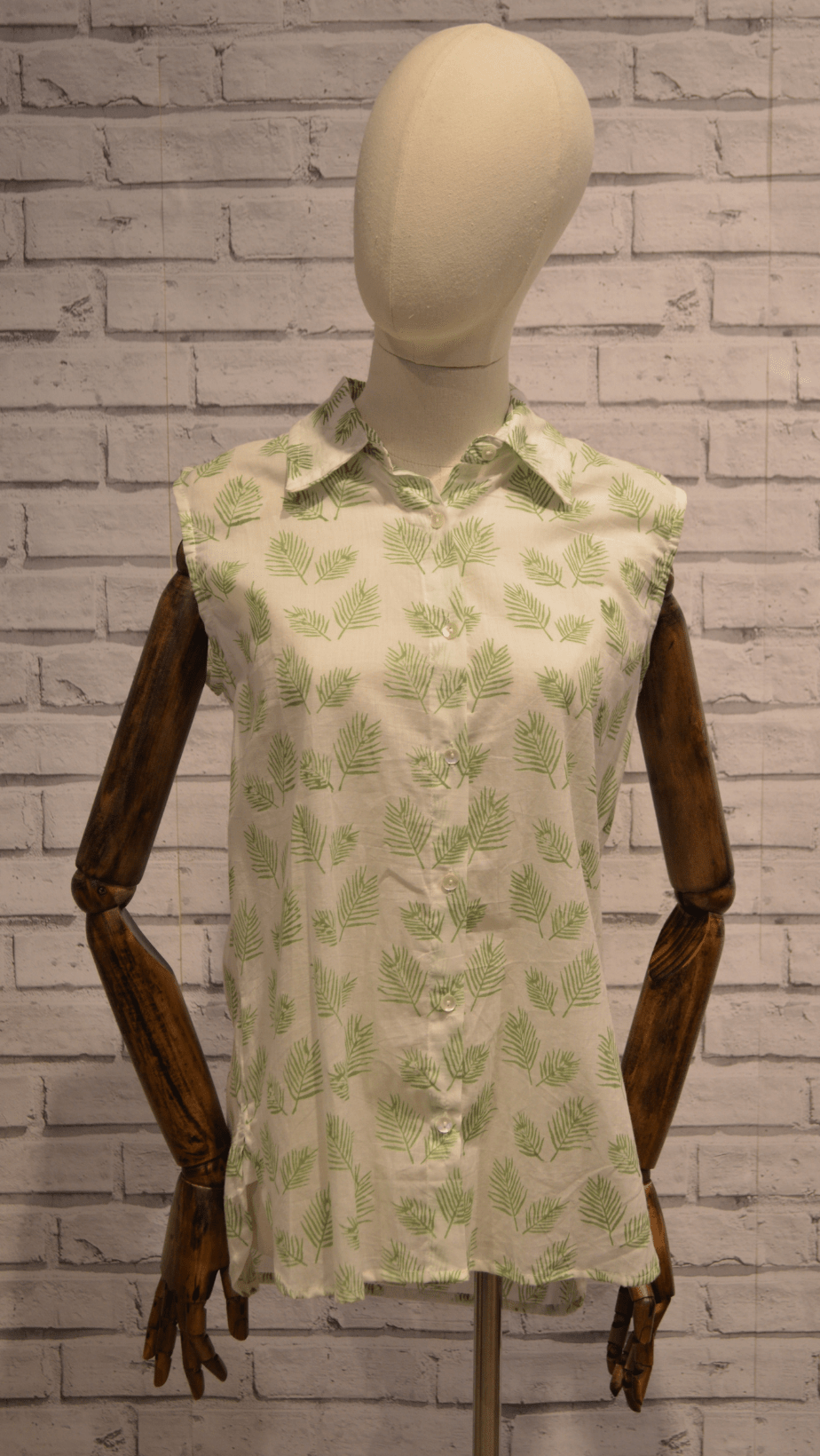 Sleeveless MINT green cotton shirt - Violet Elizabeth - Clothing