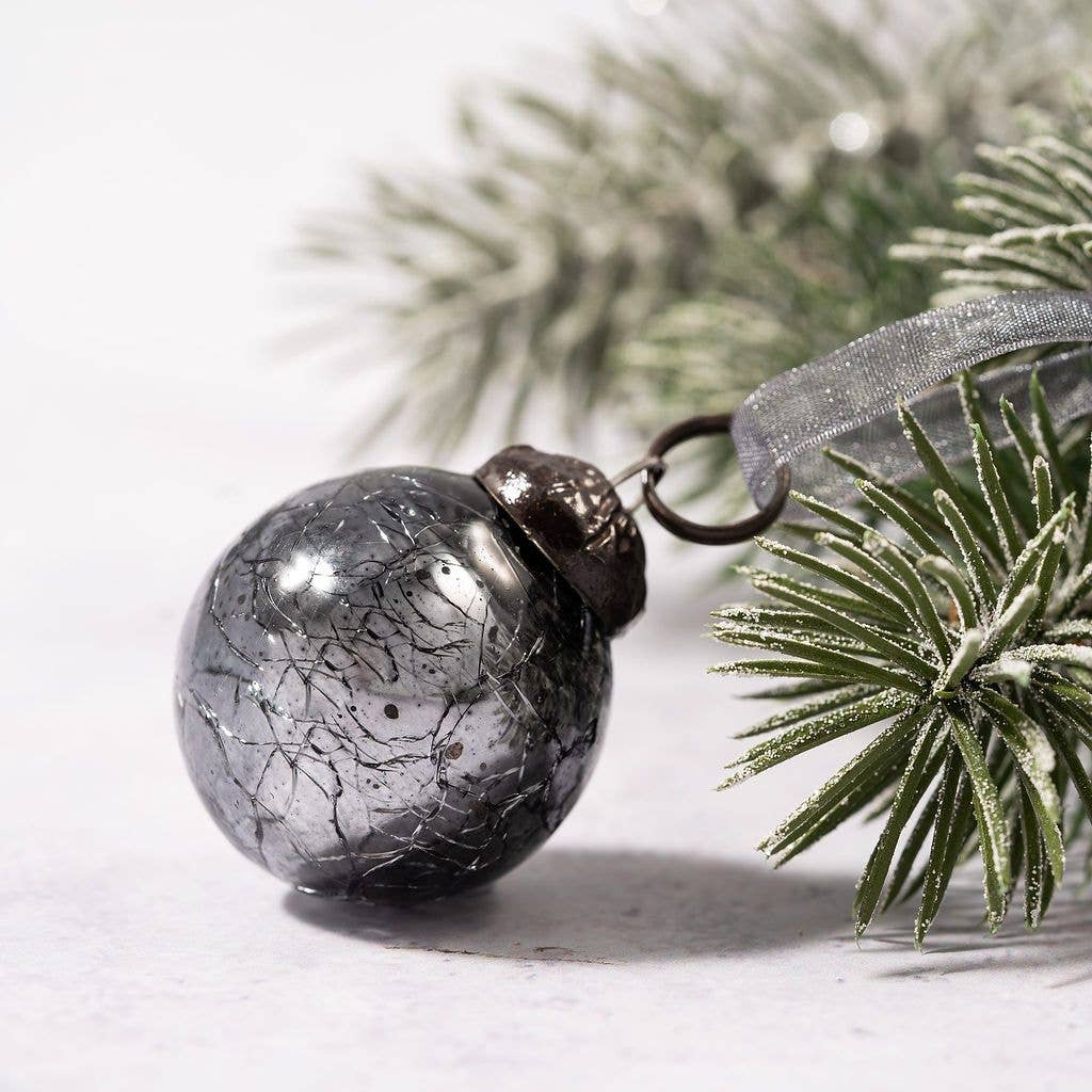 Small Slate 1" Crackle Glass Balls - Violet Elizabeth - Christmas Decorations