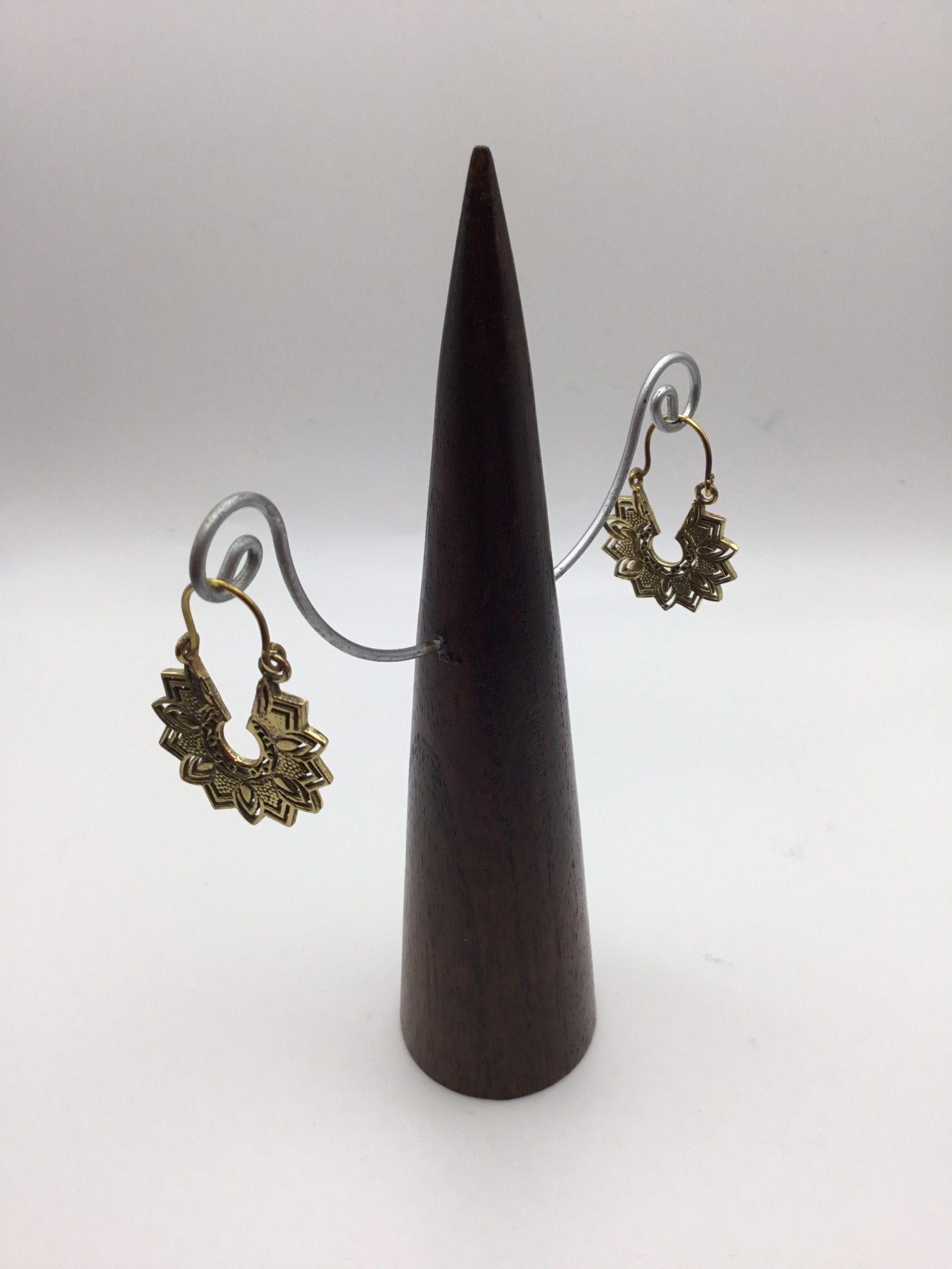 Sun Flower hoops: Brass and Silver plated brass - Violet Elizabeth - Jewellery