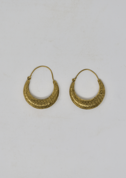Textured Chunky hoop earrings: Brass and silver plated brass. - Violet Elizabeth - Jewellery