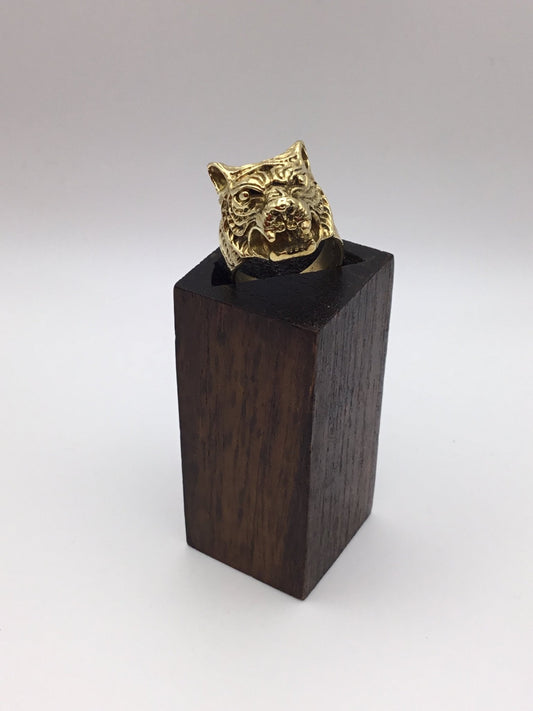 Tiger Head Ring: Brass and Silver Plated Brass - Violet Elizabeth - Jewellery