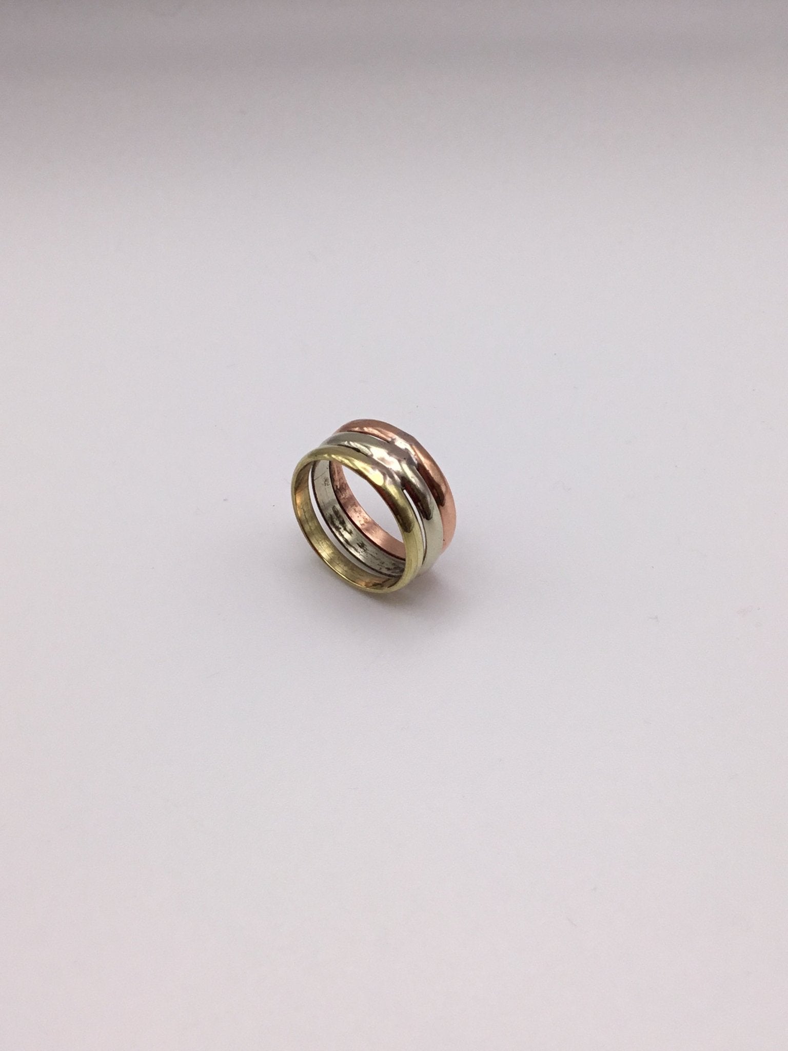 Tri Band brass ring - Violet Elizabeth - Jewellery