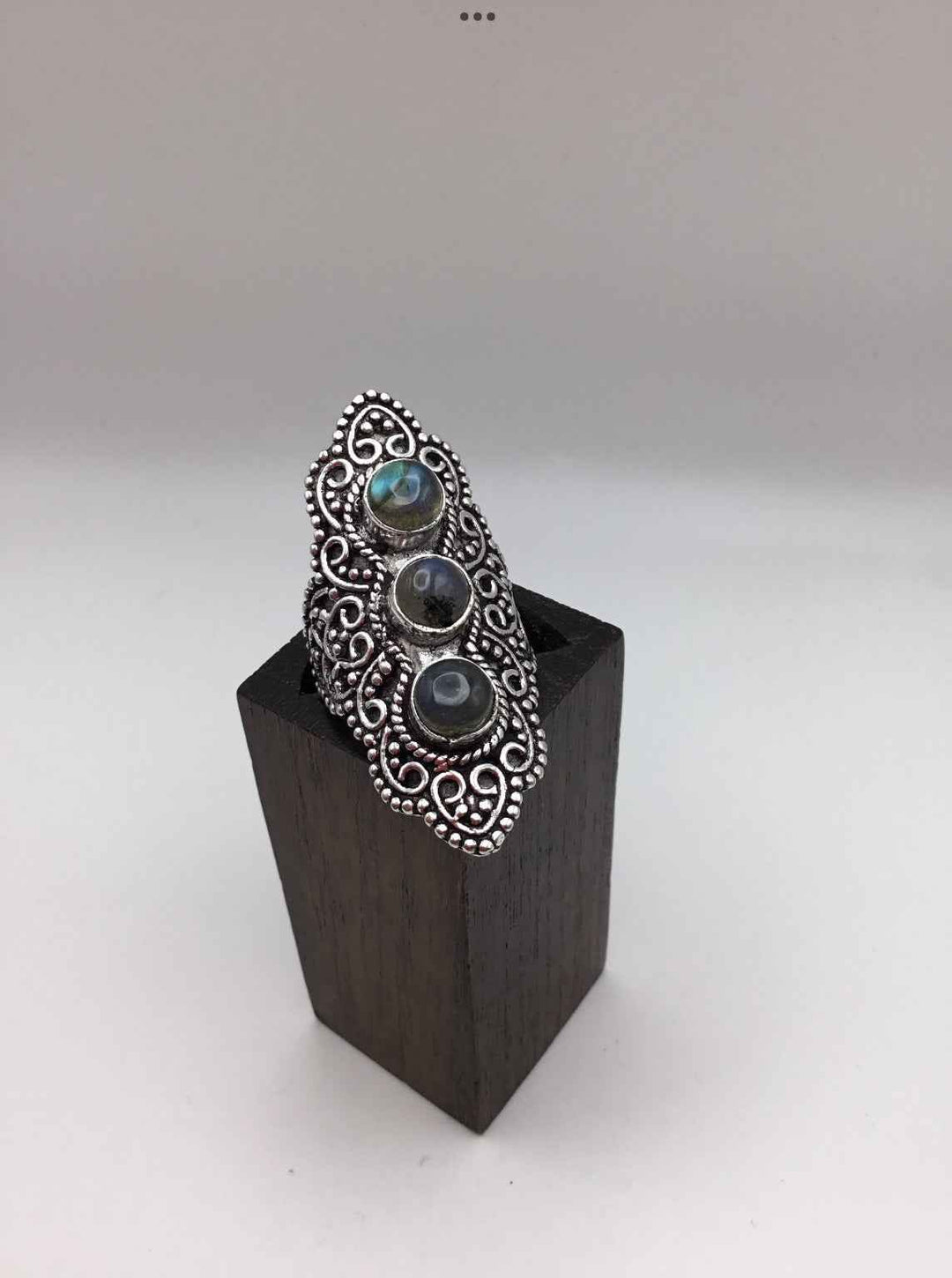 Triple Filigree Silver Plated Brass Ring: Various Stones - Violet Elizabeth - Jewellery