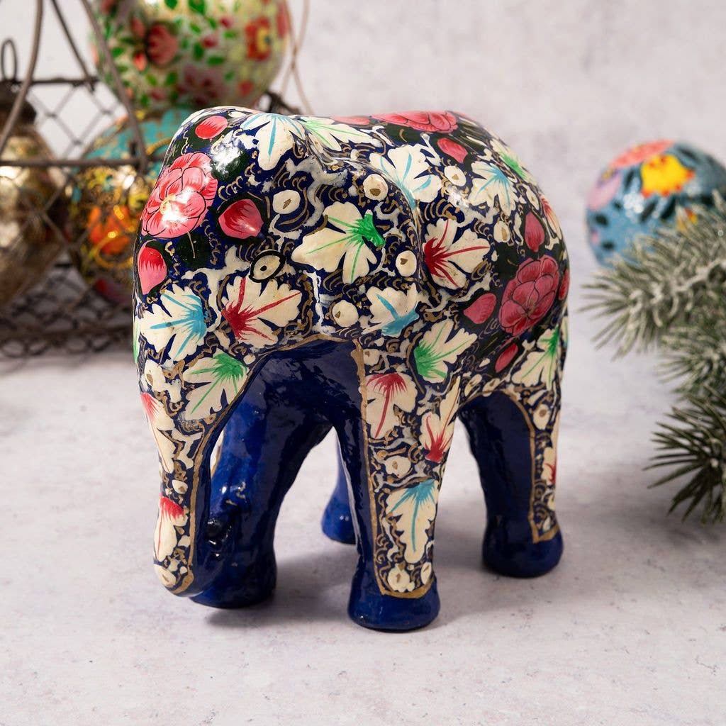 Turquoise & Pink Floral Giant Elephant - Violet Elizabeth - Christmas Decorations
