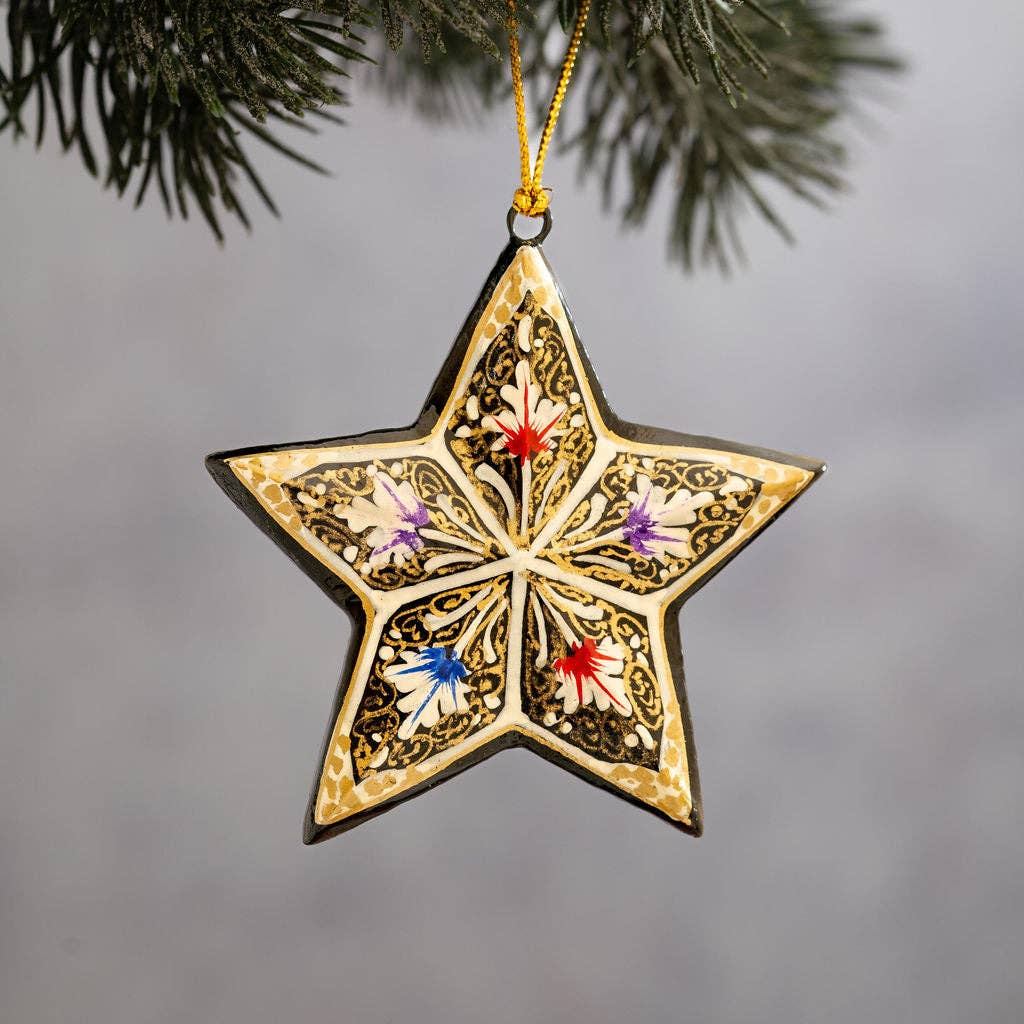 White Trellis Mini Star Hanging Ornament - Violet Elizabeth - Christmas Decorations